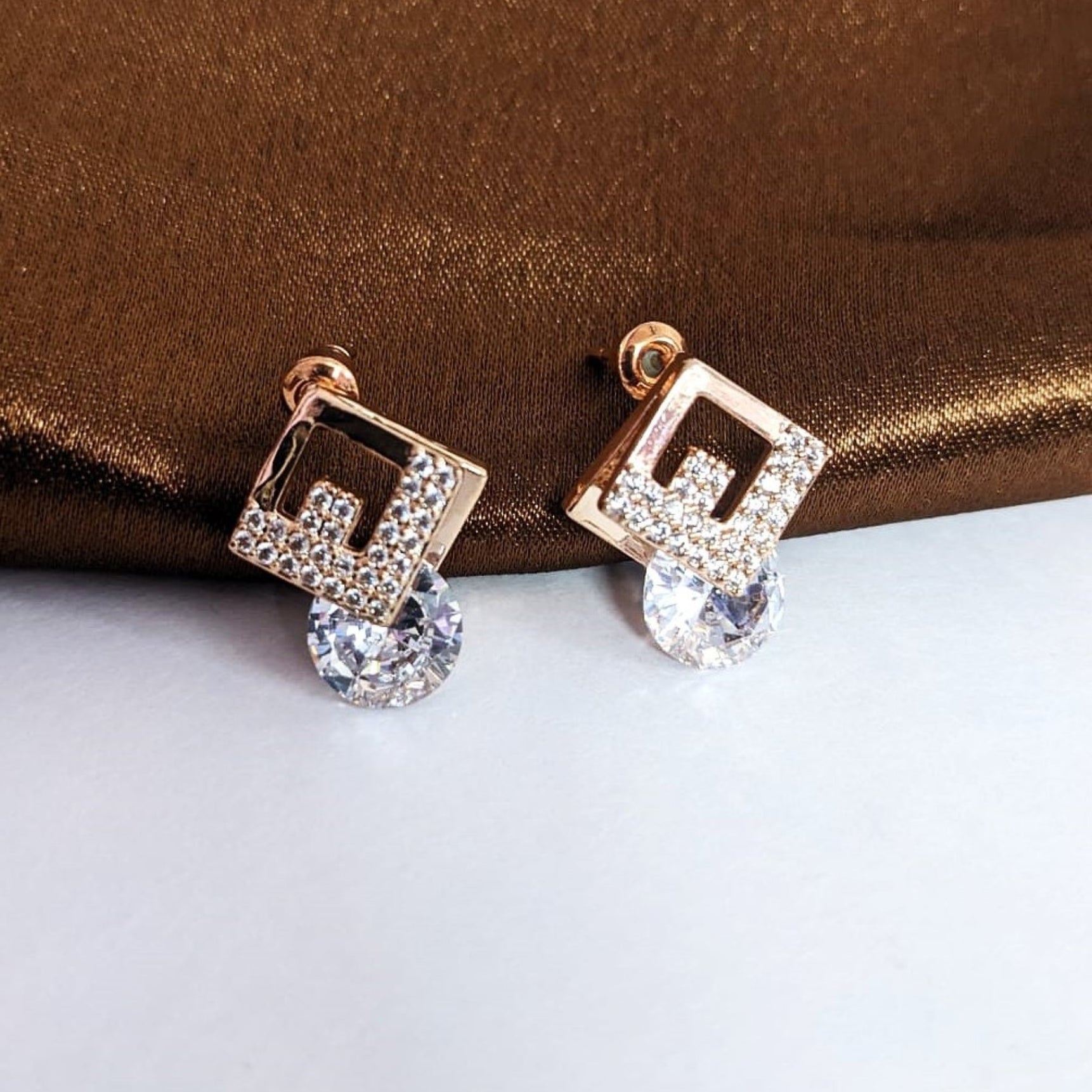 Rose Gold Crystal Diamond Studs