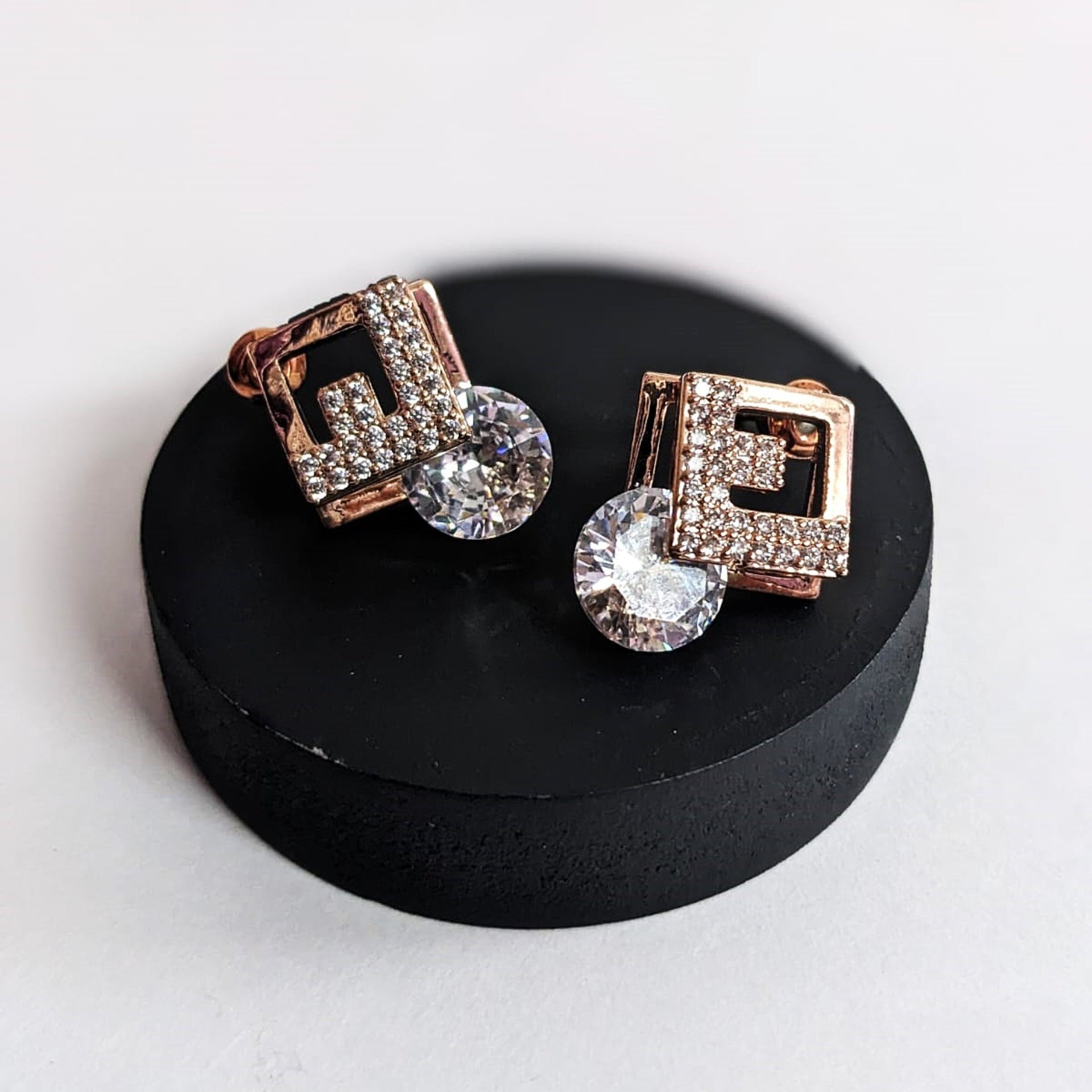 Rose Gold Crystal Diamond Studs