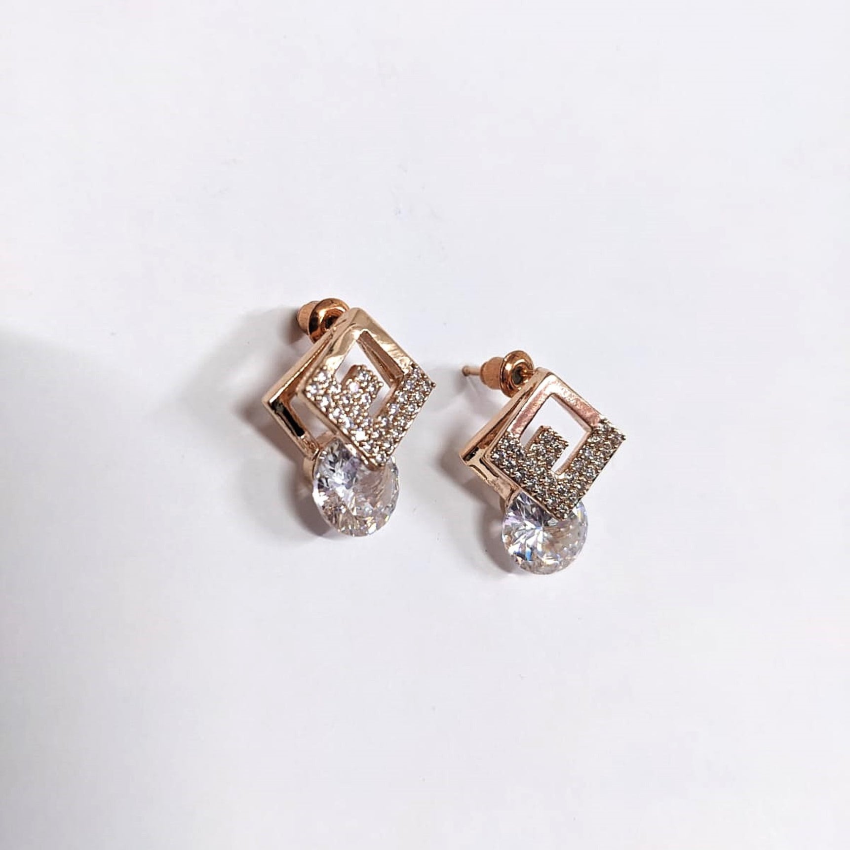 Rose Gold Crystal Diamond Studs