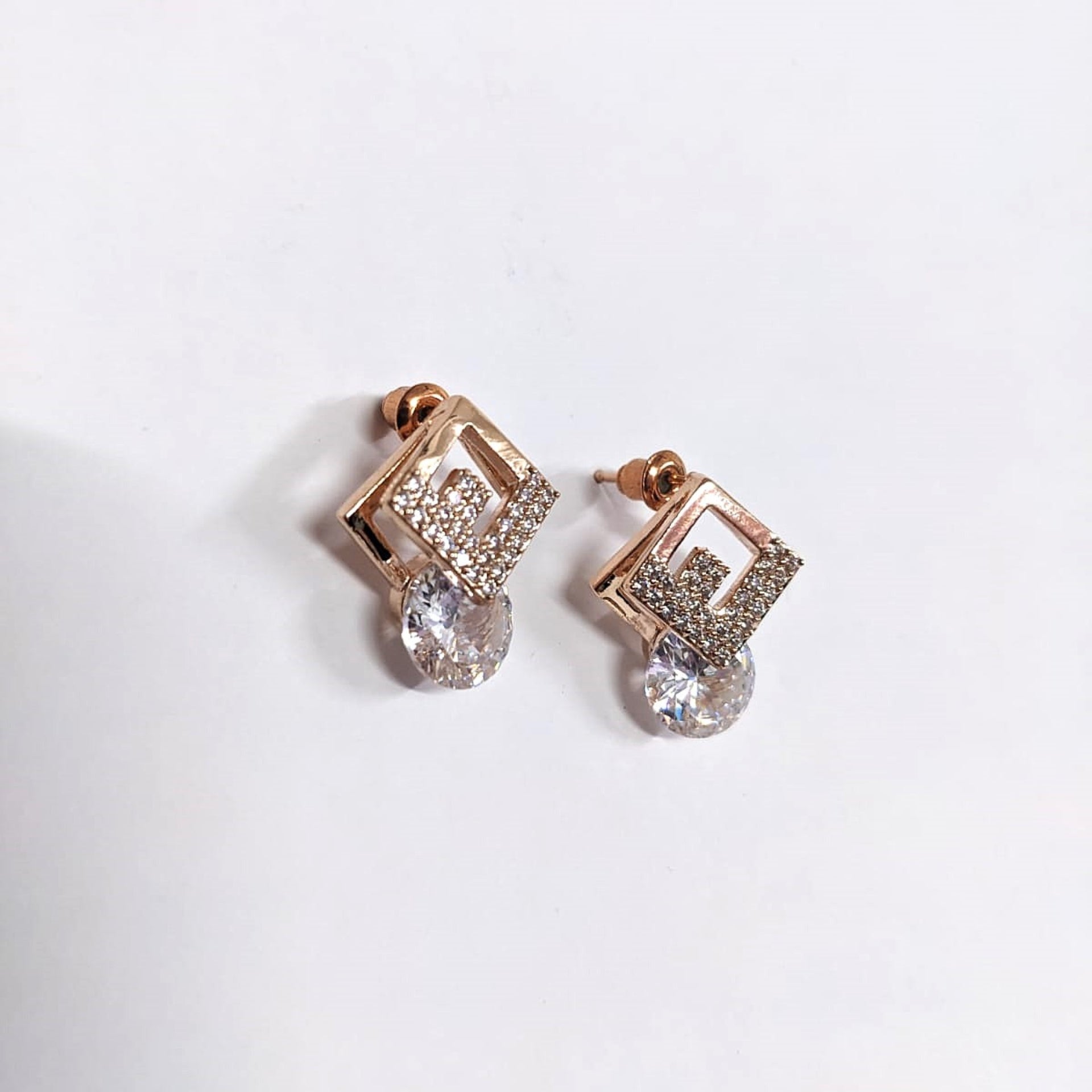 Rose Gold Crystal Diamond Studs
