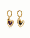 Golden & Black Heart Hoop Earrings
