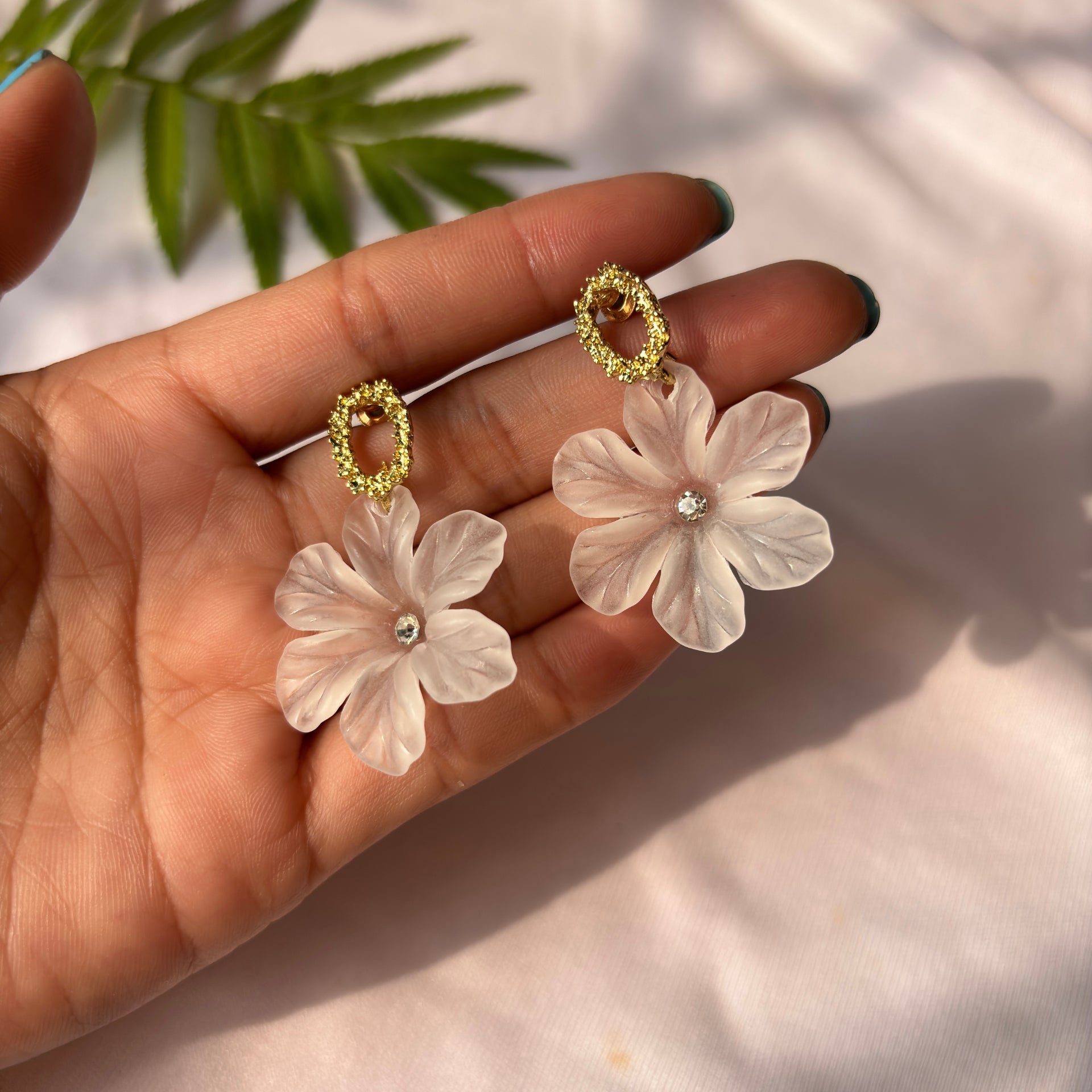 Snow White Flower Ear Drops