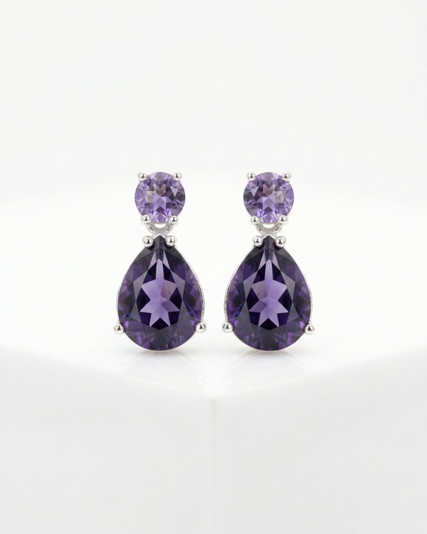 Sparkling Purple AD Water Droplets Earrings