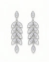 Silver Crystal Leaf Dangler Earrings