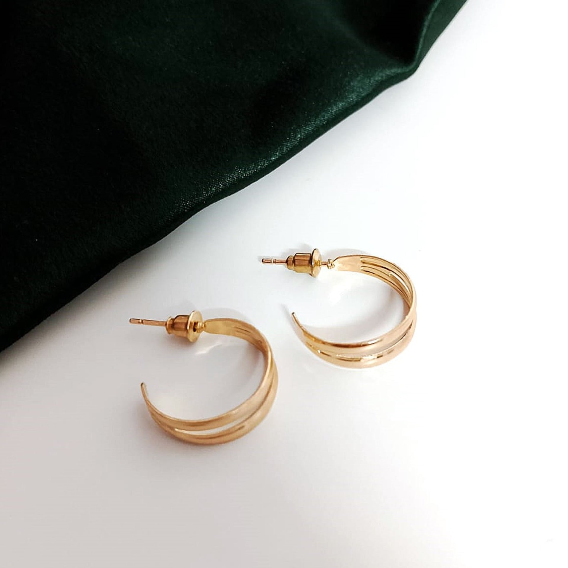 Twin Radiance Golden Hoops