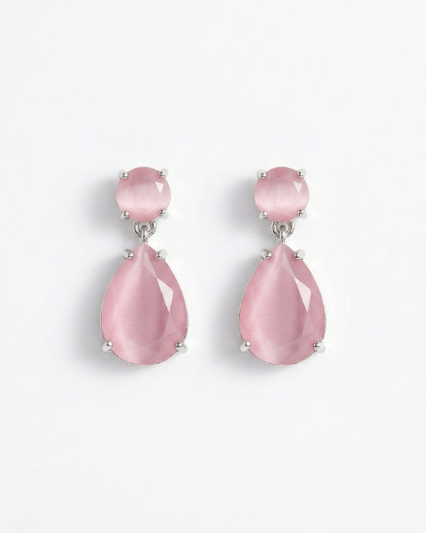 Sparkling Pink AD Water Droplets Earrings