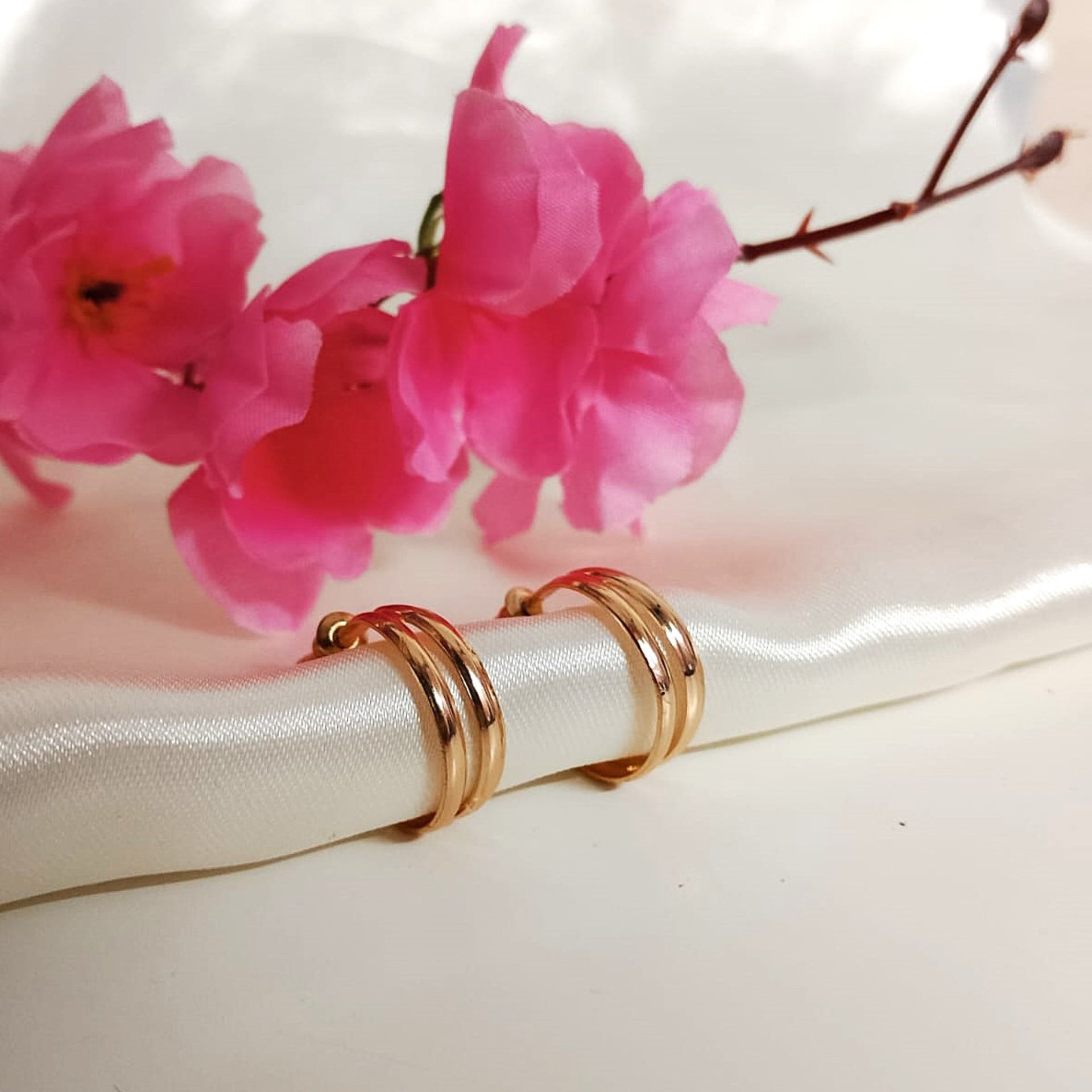 Twin Radiance Golden Hoops