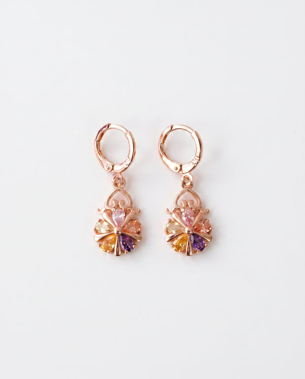 Rainbow Sparkle Zirconia Hoops – Multicolour Gemstone Statement Earrings