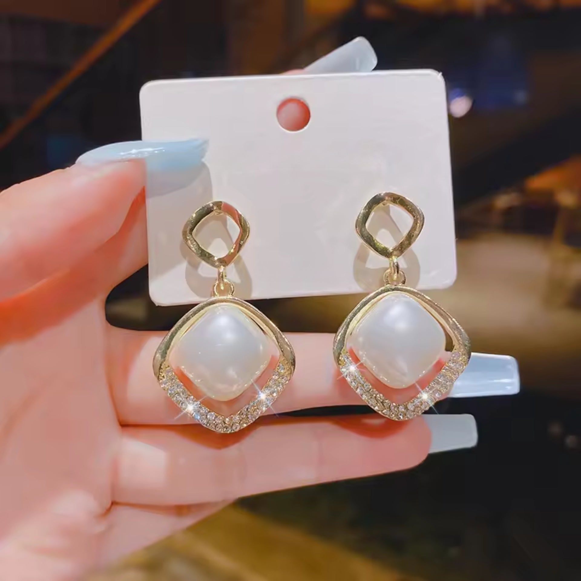 Diamond Pearl Earrings