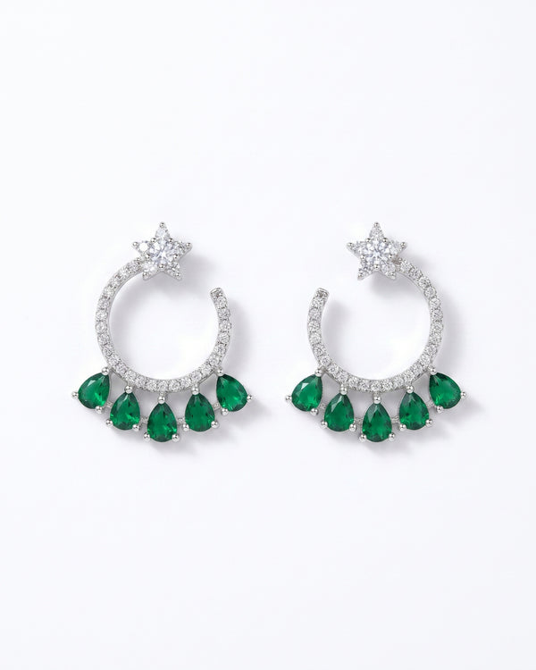 AD Flower Round Jhumka Green