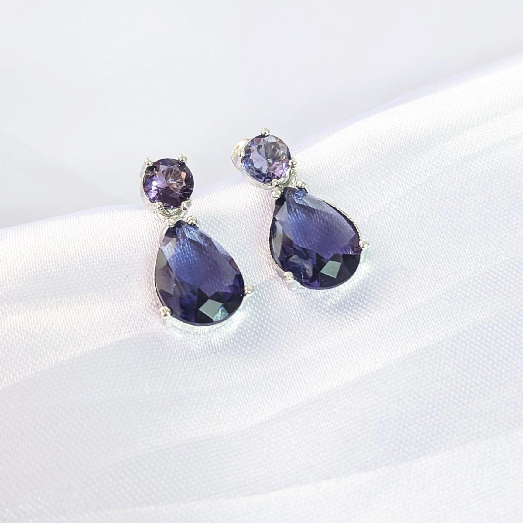 Sparkling Purple AD Water Droplets Earrings