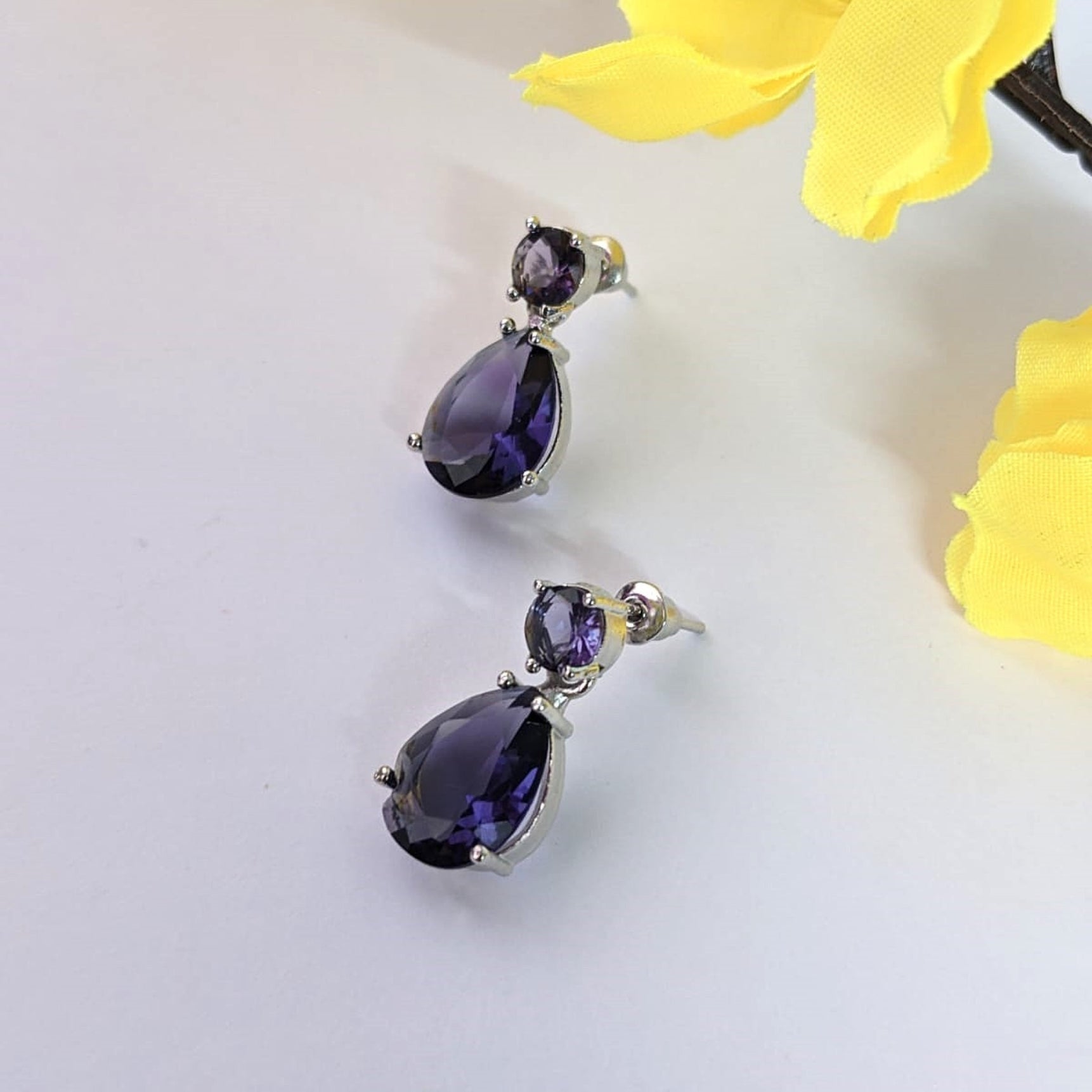 Sparkling Purple AD Water Droplets Earrings