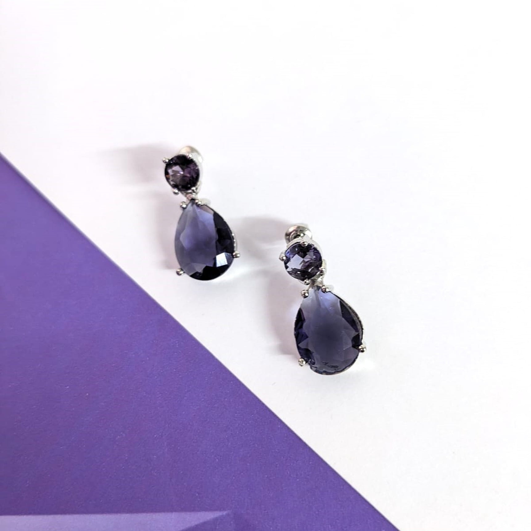 Sparkling Purple AD Water Droplets Earrings