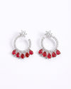 AD Flower Round Jhumka Red