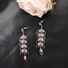 Silver Crystal Leaf Dangler Earrings