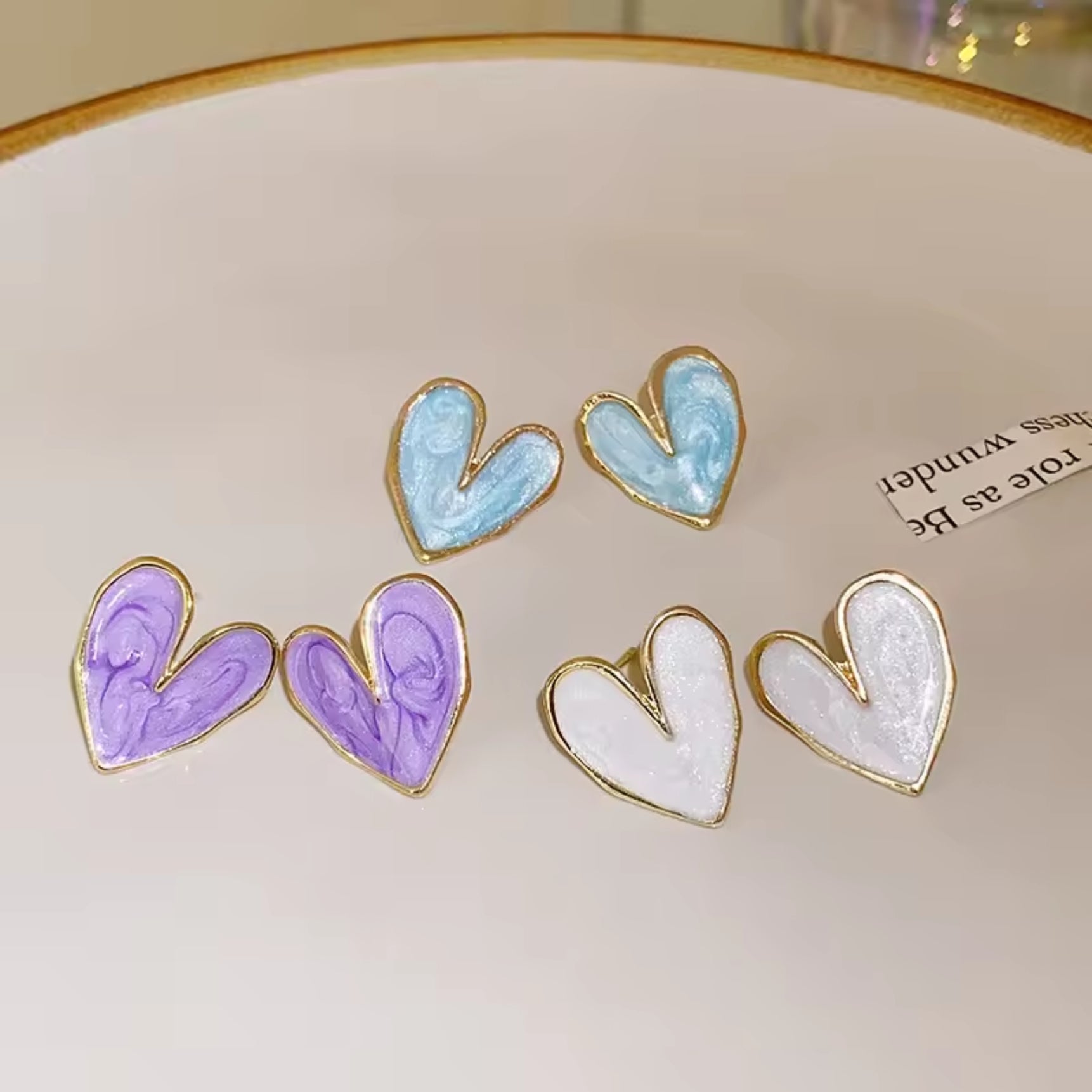 Blue Colour Heart Shape Studs Earrings