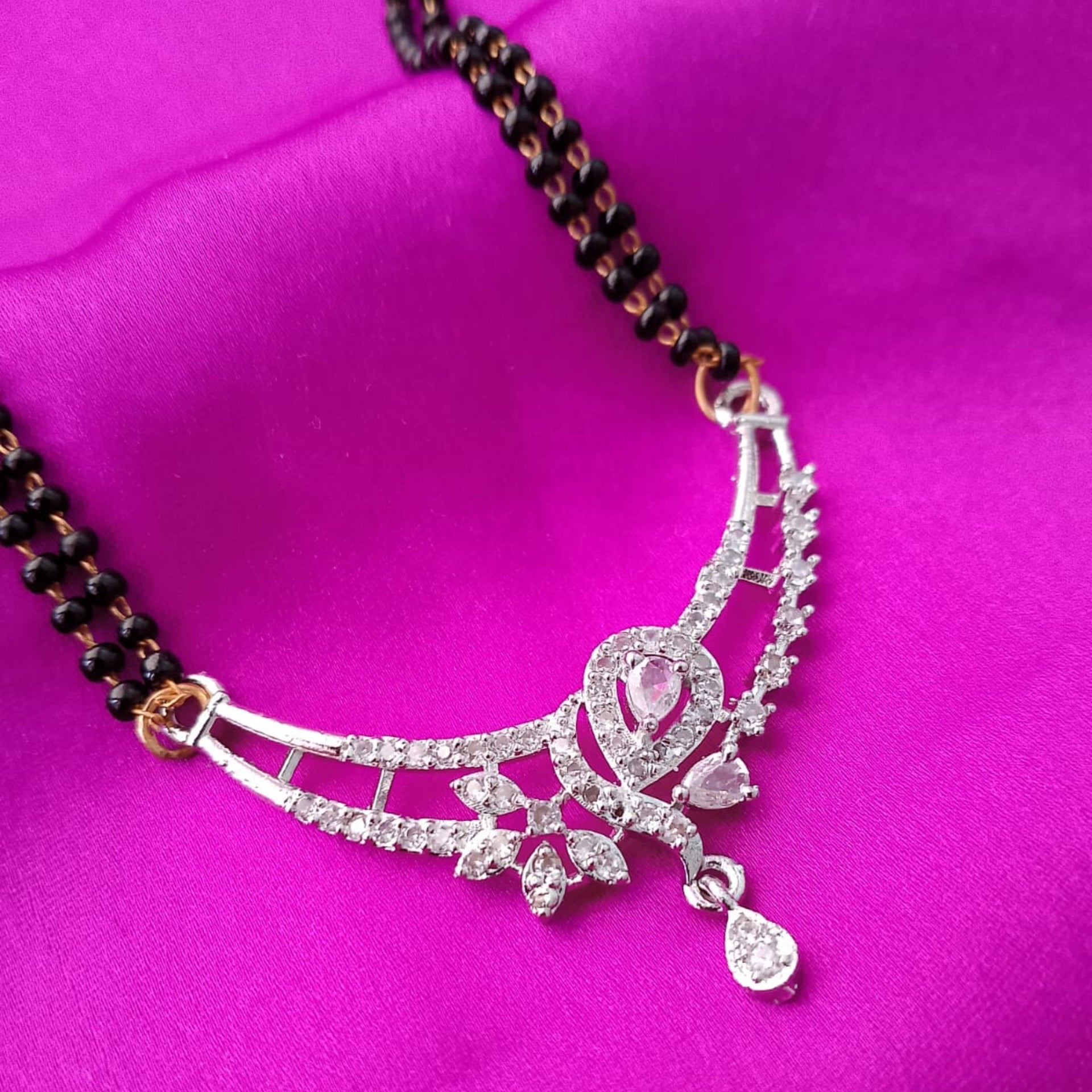 Diamond-Style Mangalsutra Set – With Earrings for Daily Wear