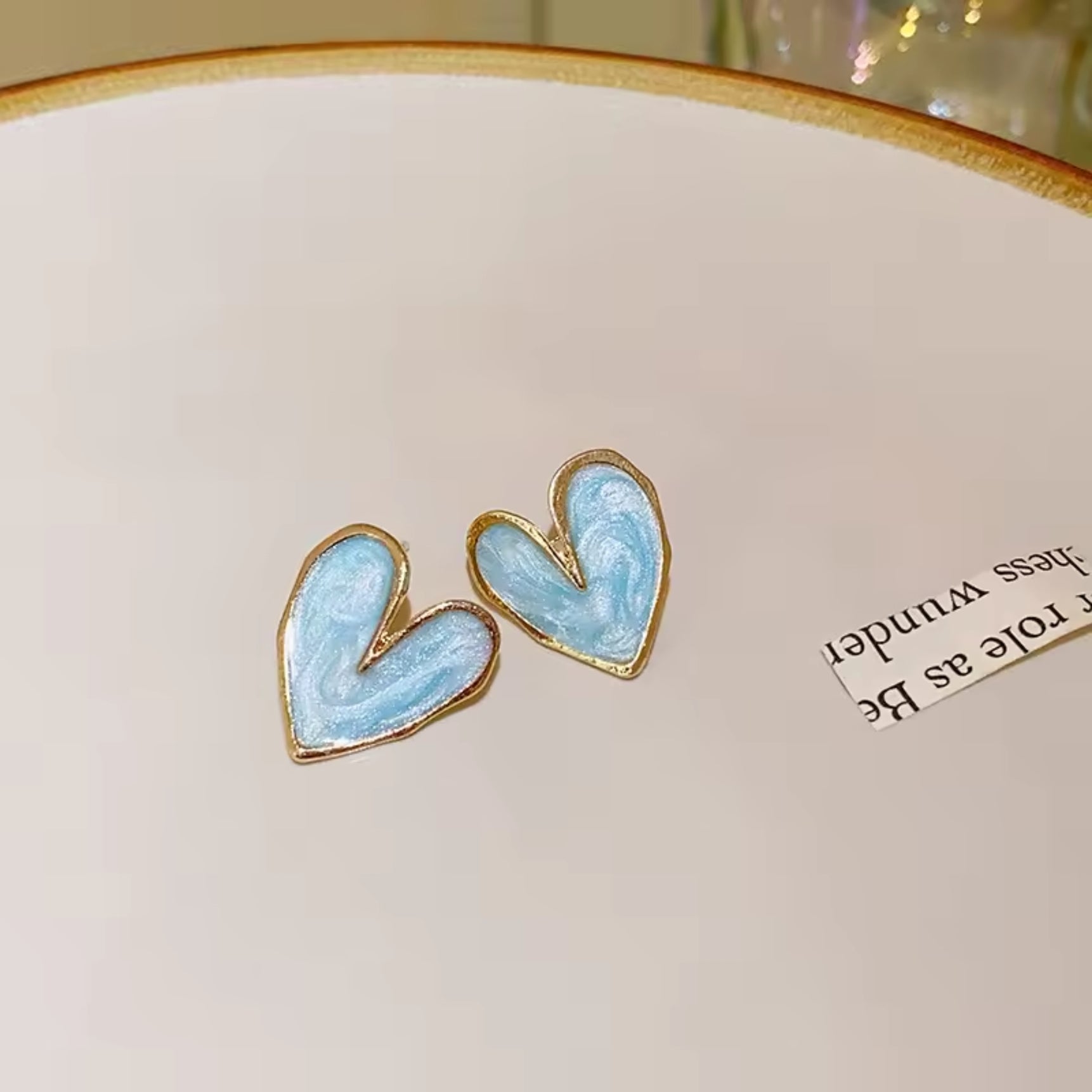 Blue Colour Heart Shape Studs Earrings