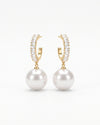 Sparkling Diamond Pearl Drop Earrings