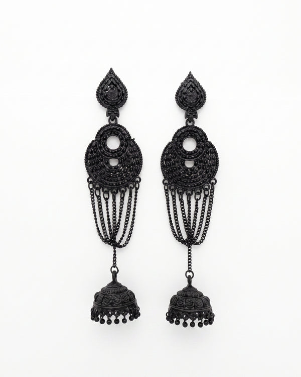 Long Black Chain Jhumka Earrings – Trendy Danglers for Women