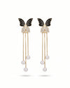 Graceful Butterfly Drop Pearl Earrings