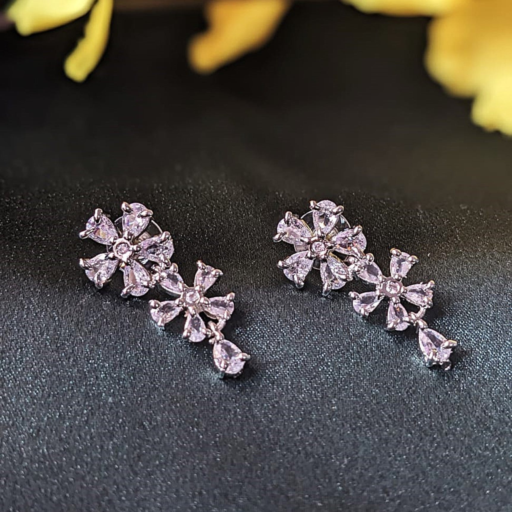 Radiant White AD Floral Necklace Set