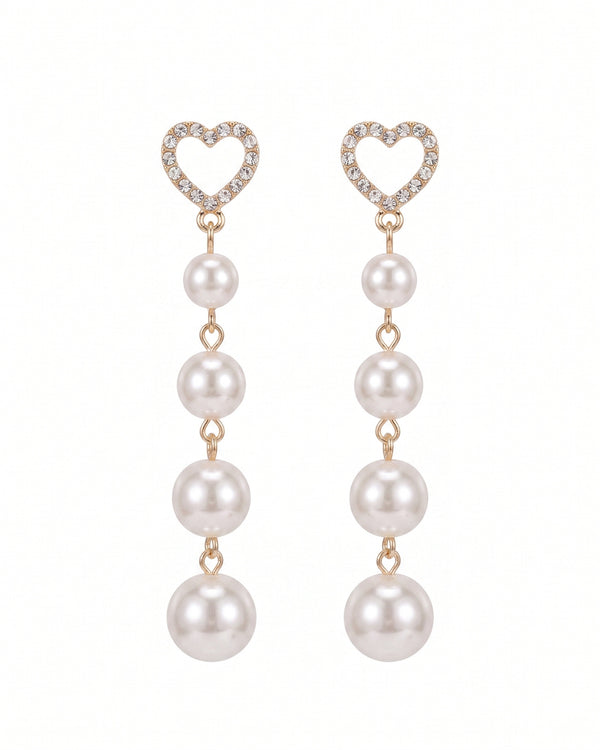 Pearl Crystal Heart Earrings