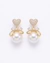 Heart Bow Pearl Earrings