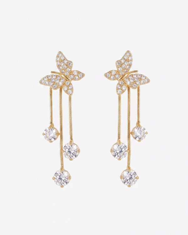 Dazzling Crystal Butterfly Chain Earrings