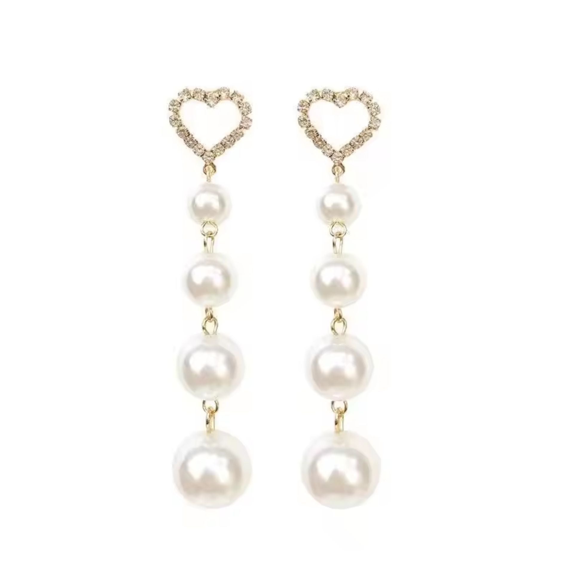 Pearl Crystal Heart Earrings