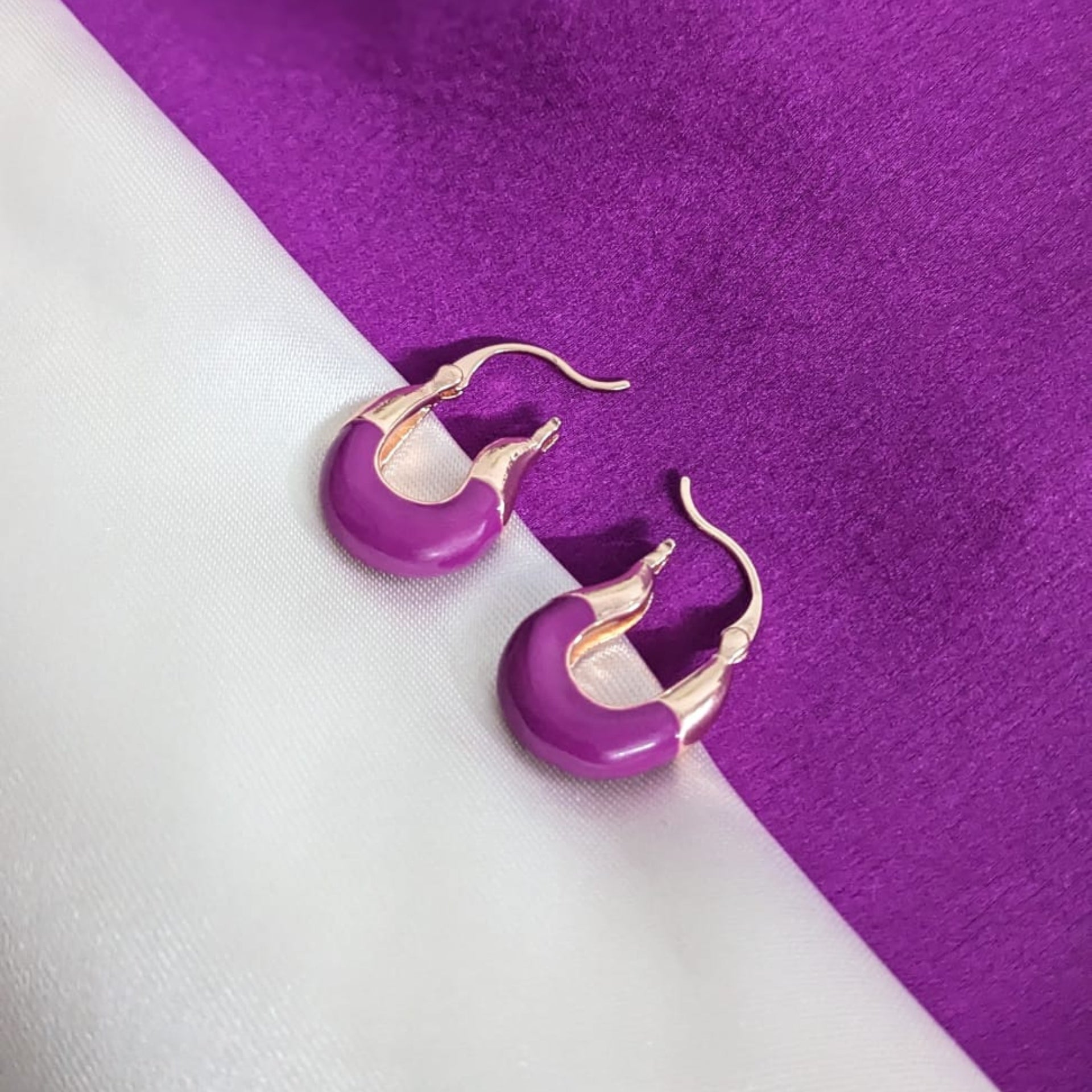 PURPLE Trendy Beads Hoops