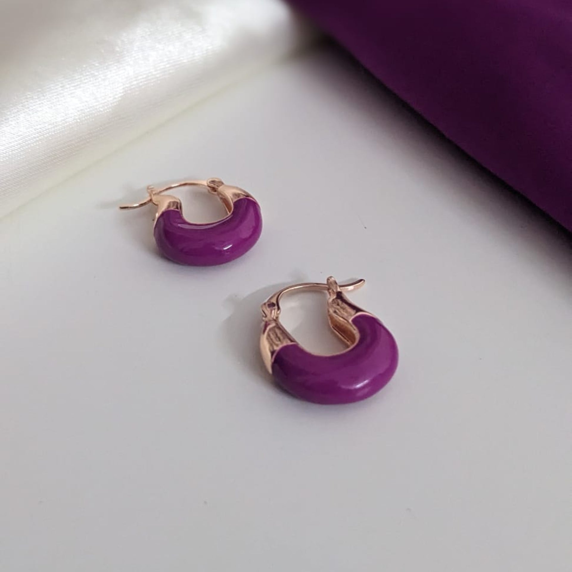 PURPLE Trendy Beads Hoops