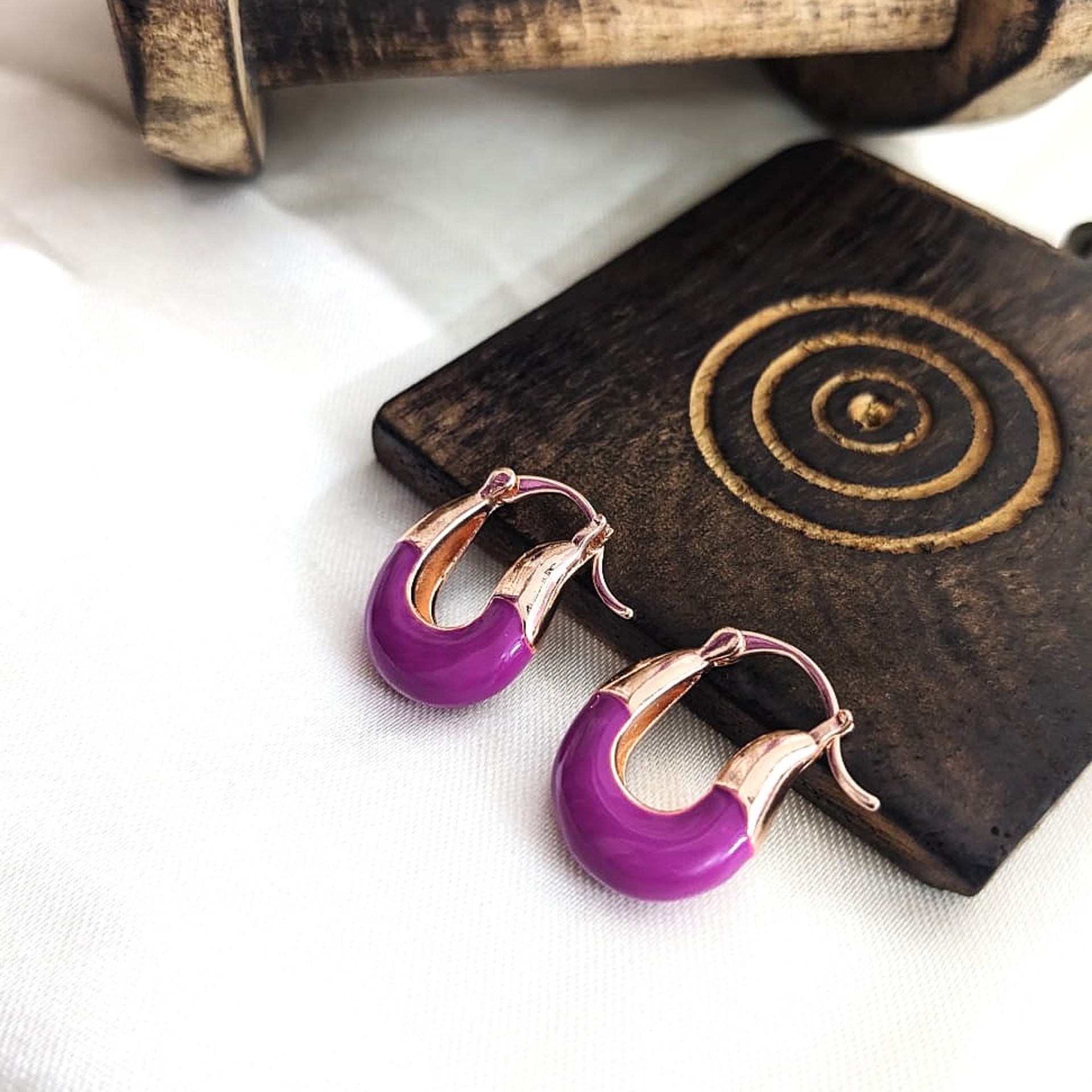 PURPLE Trendy Beads Hoops