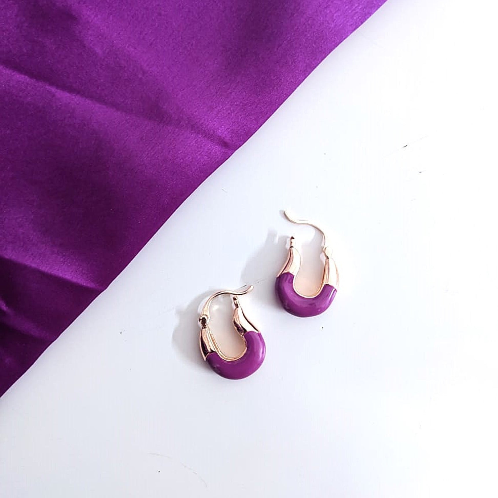PURPLE Trendy Beads Hoops