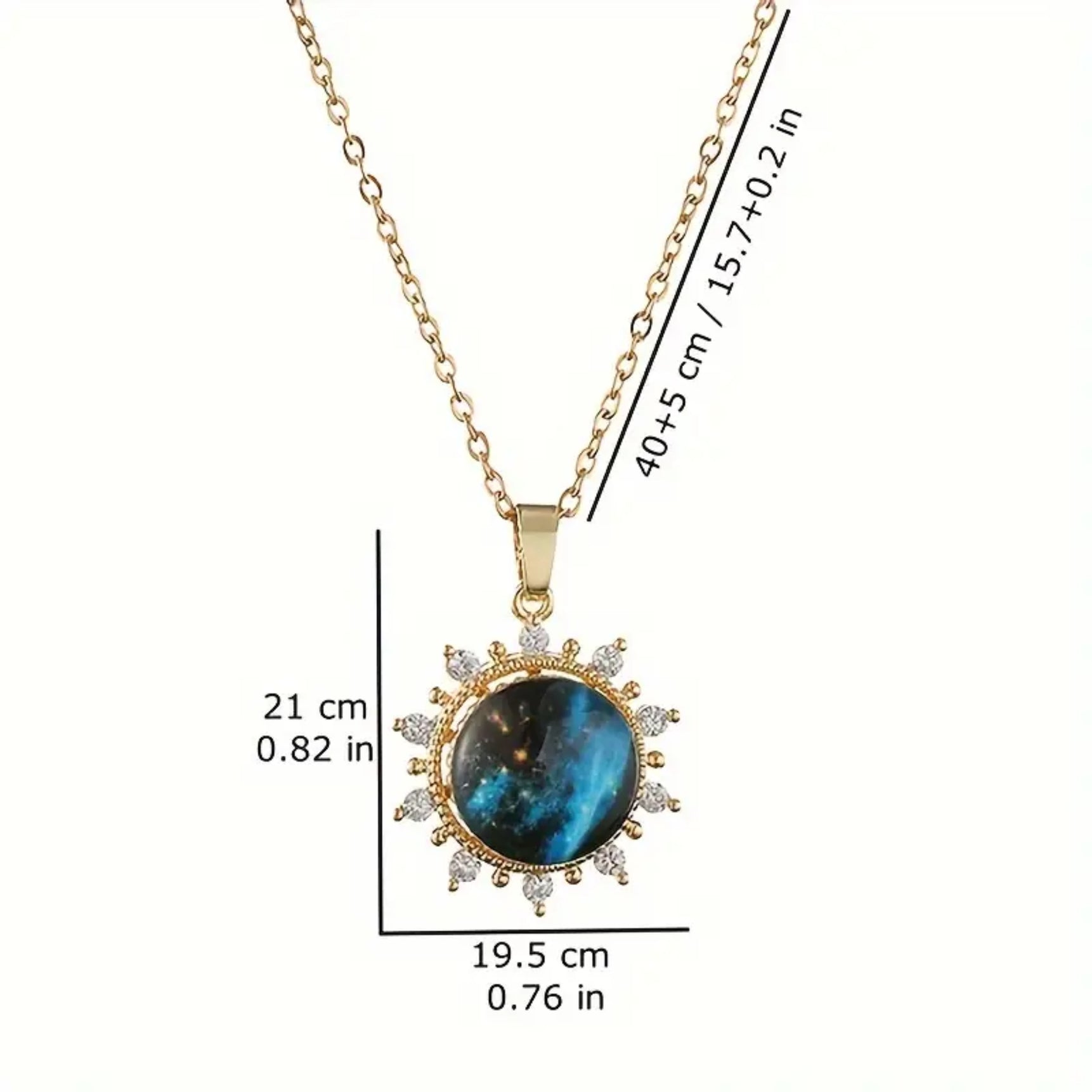 Blue Galaxy Pendant Gold Chain Necklace