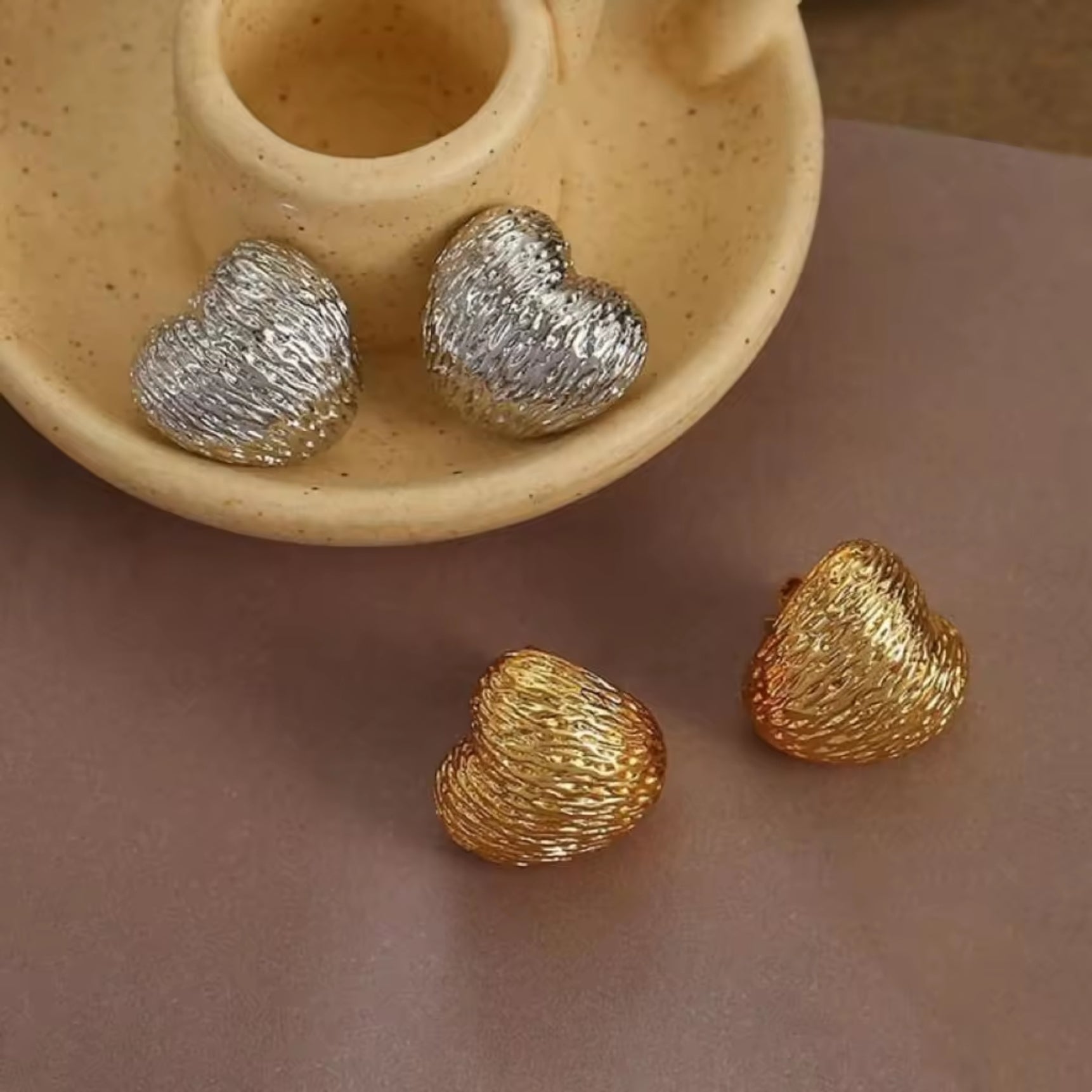 Elegant Claw Pave Sparkling Heart Stud Earrings