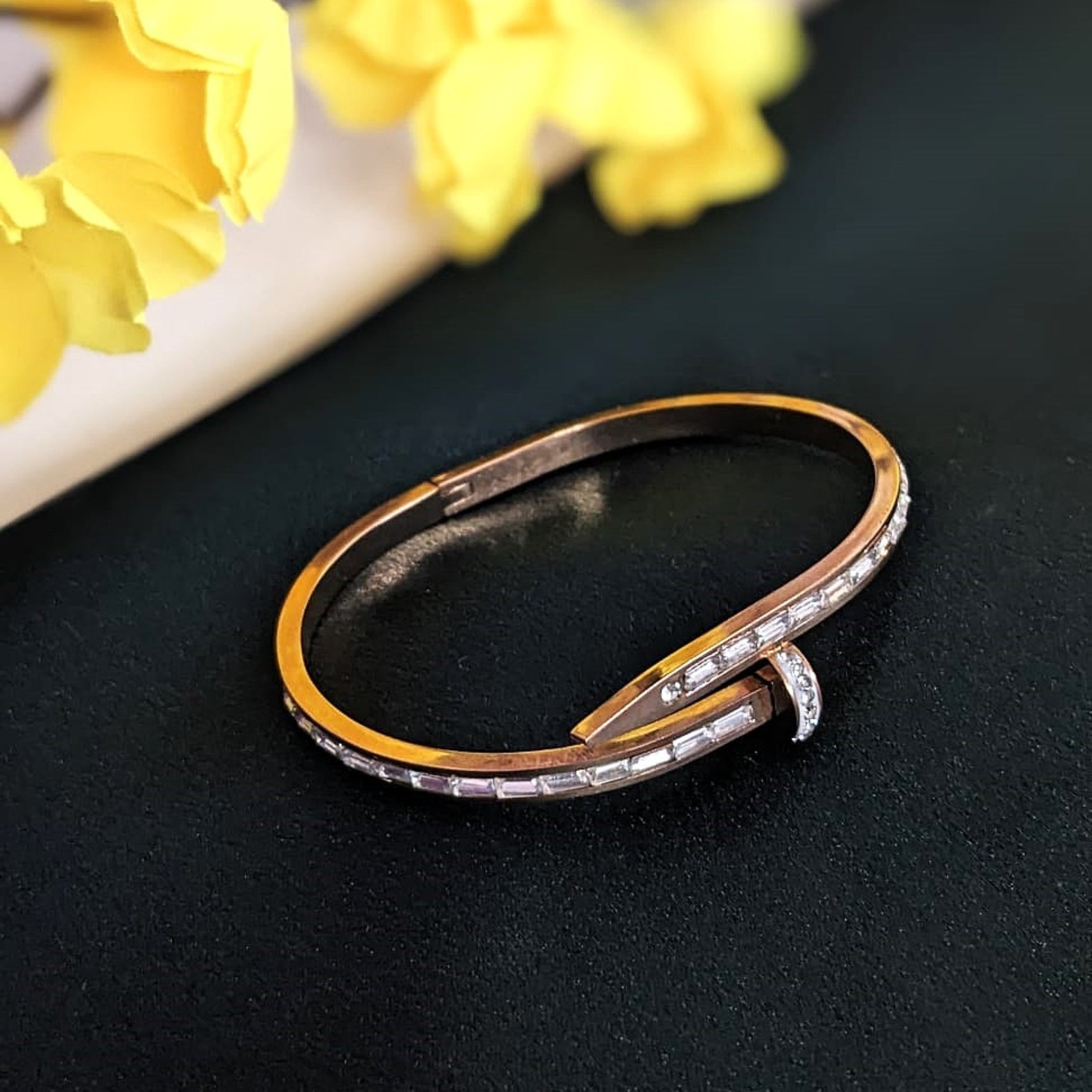 Golden Diamond Nail Design Bracelet