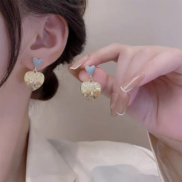 Grey Crystal Heart Earrings