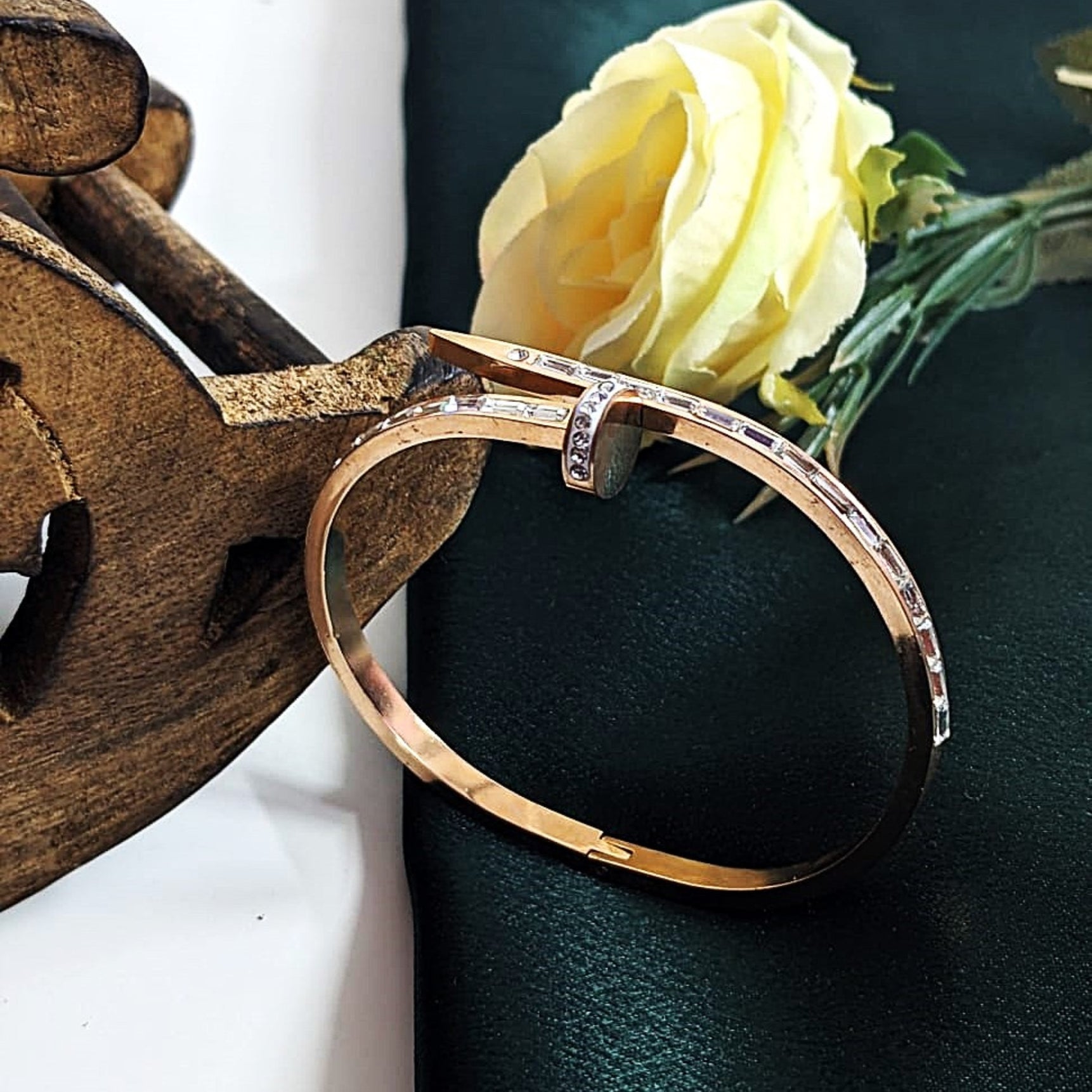 Golden Diamond Nail Design Bracelet