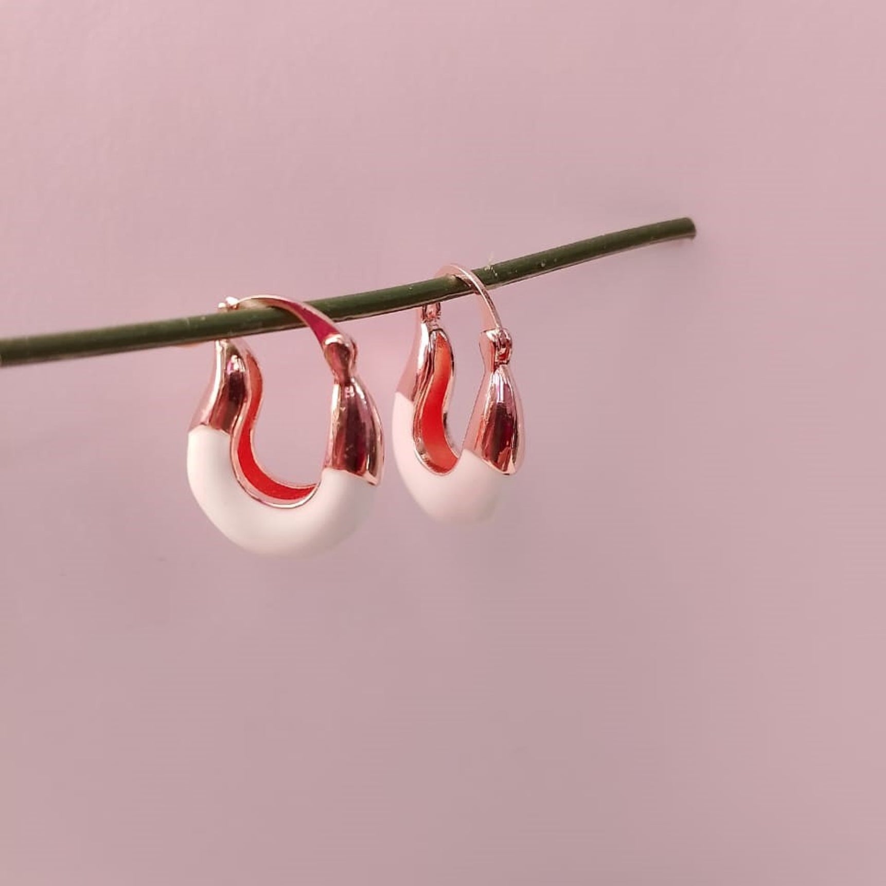 Elegance White Bead Hoops