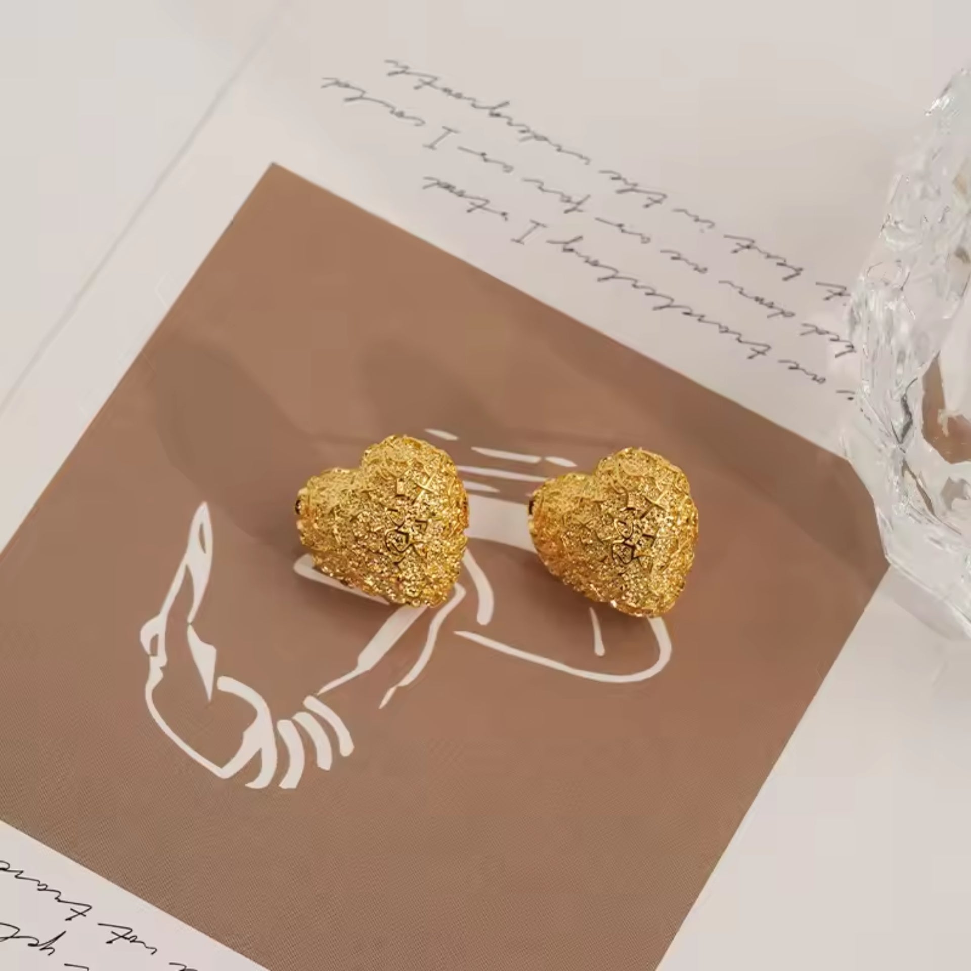 Elegant Claw Pave Sparkling Heart Stud Earrings
