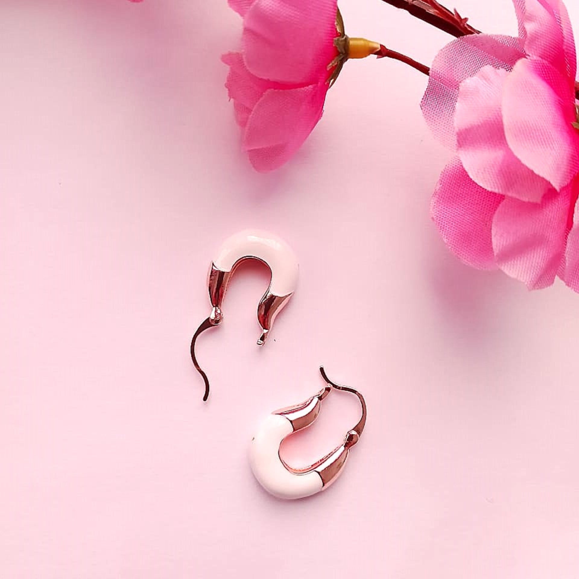 Elegance White Bead Hoops