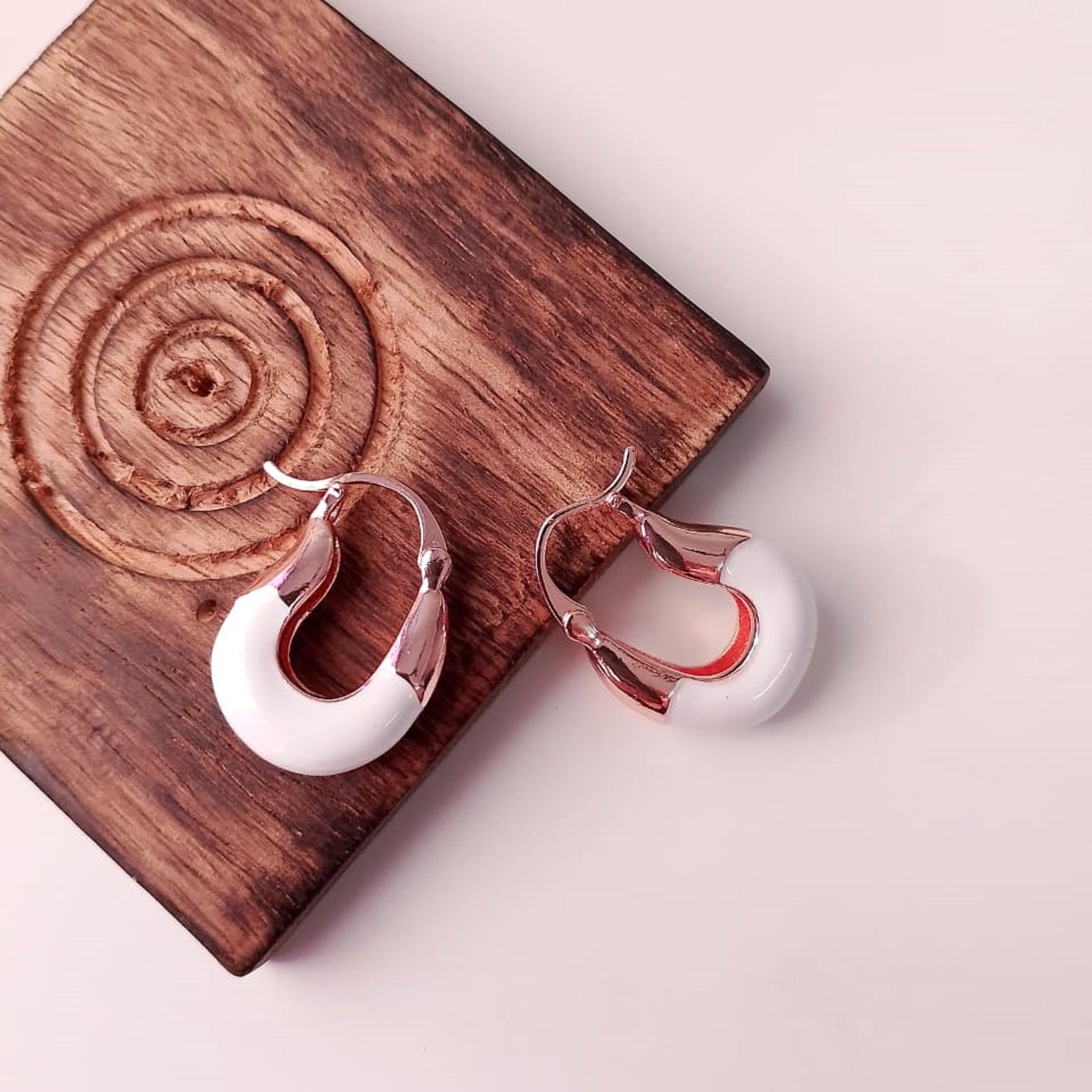 Elegance White Bead Hoops