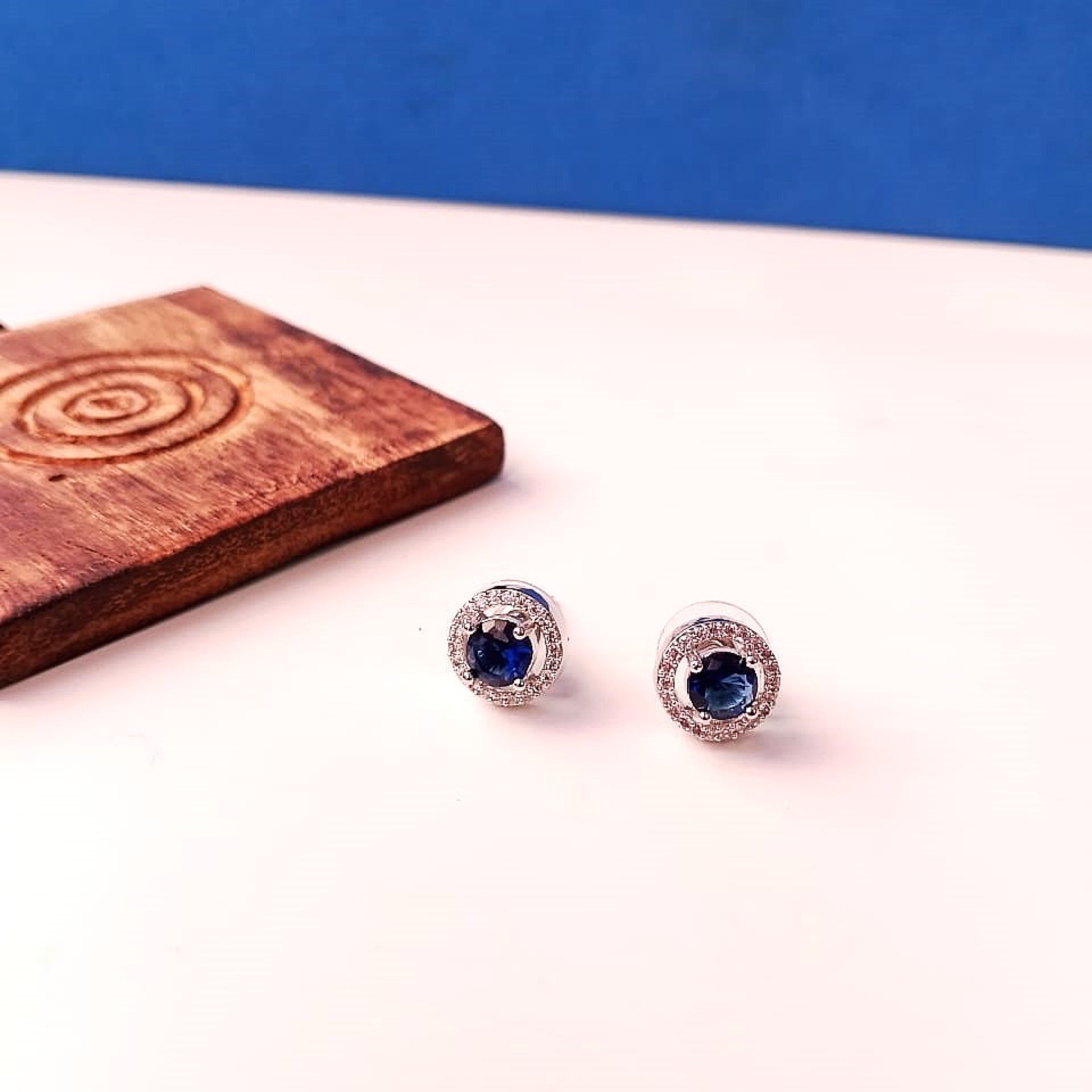 Azure Sparkle Circle Studs