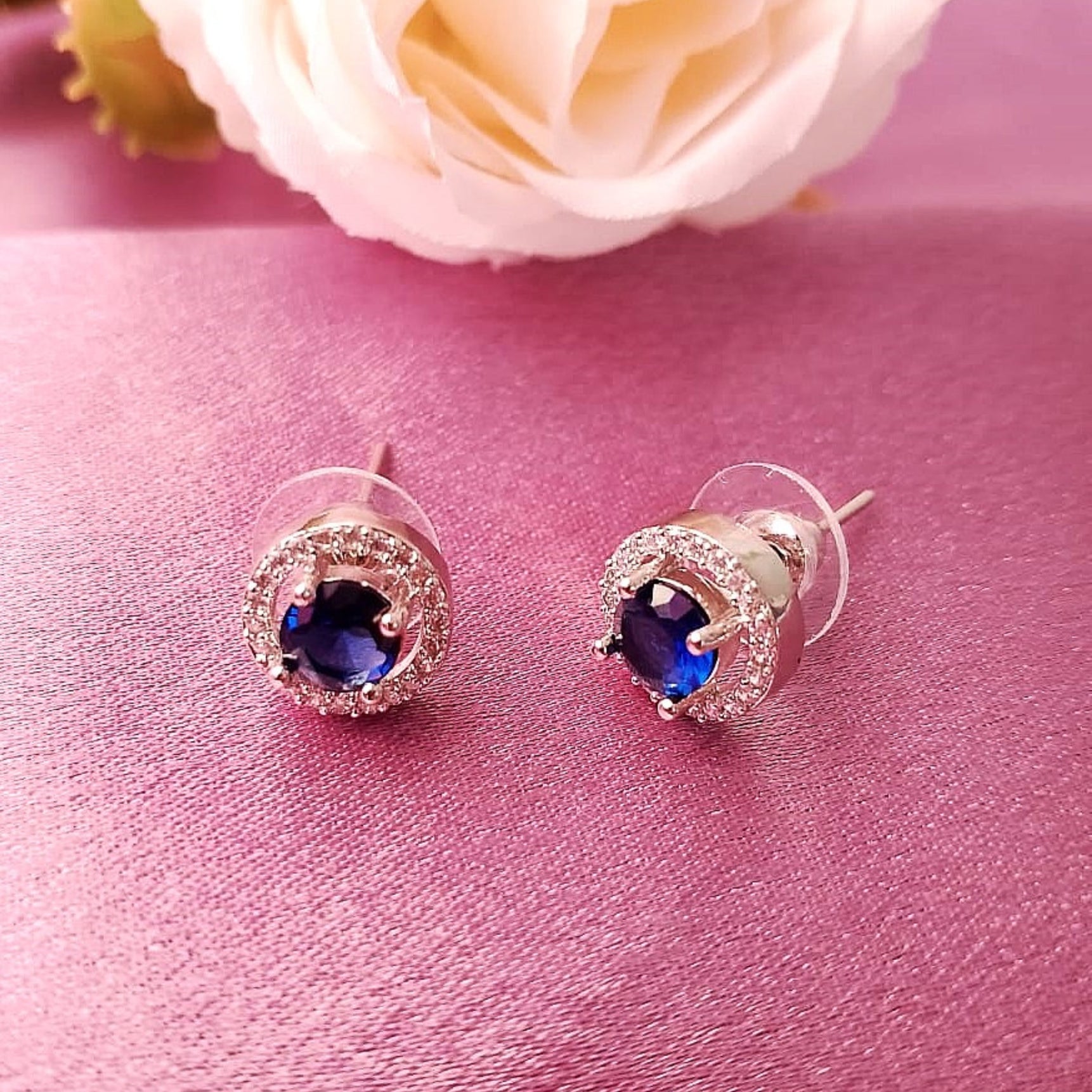 Azure Sparkle Circle Studs