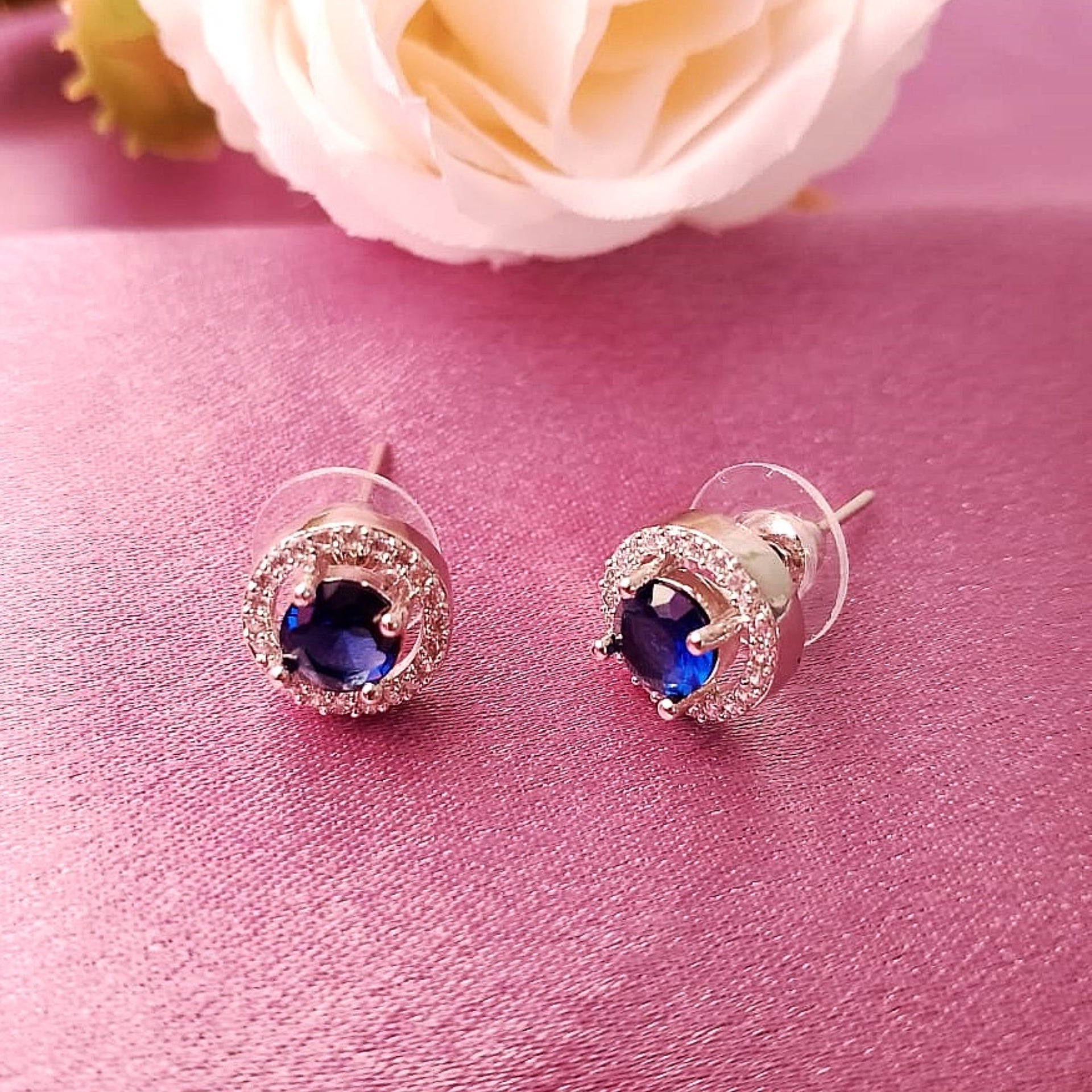 Azure Sparkle Circle Studs