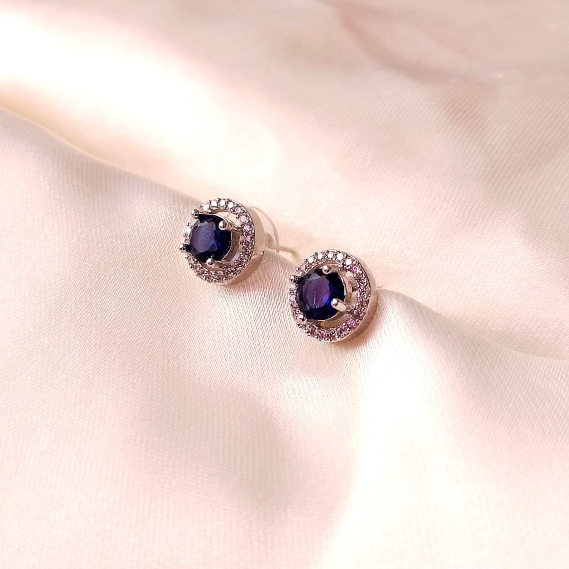 Azure Sparkle Circle Studs