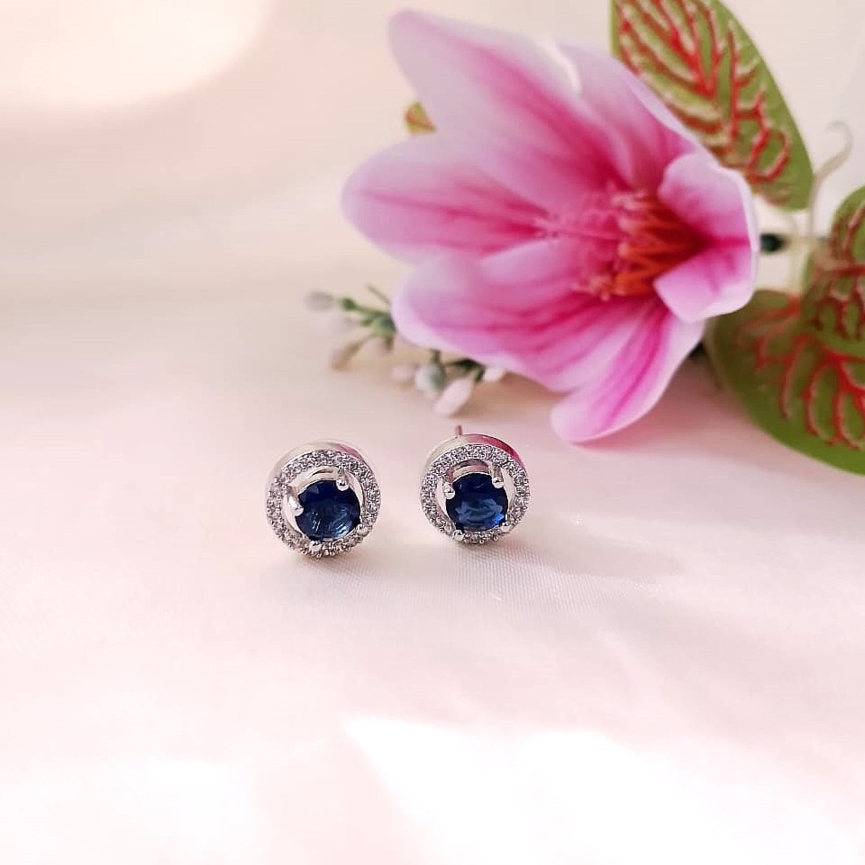 Azure Sparkle Circle Studs