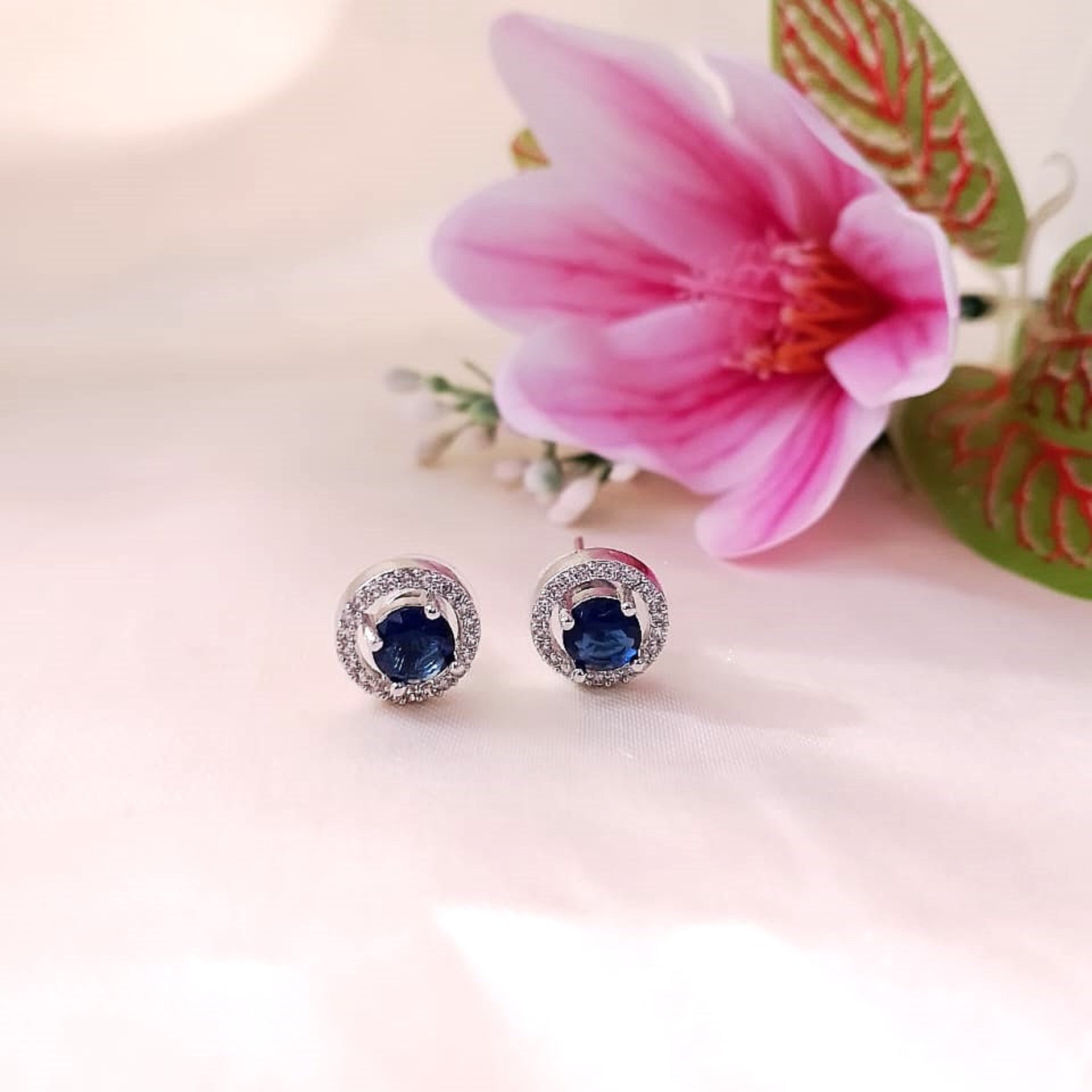 Azure Sparkle Circle Studs