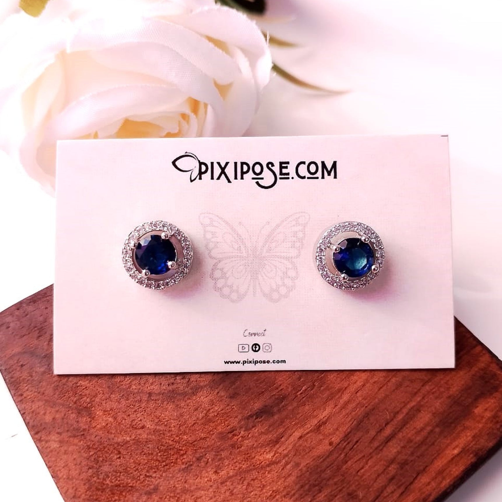 Azure Sparkle Circle Studs